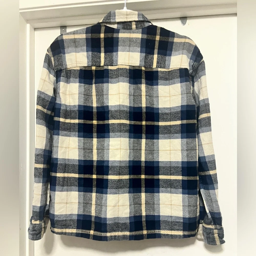 Abercrombie Kids boys plaid flannel button-up size 15/16 navy/cream